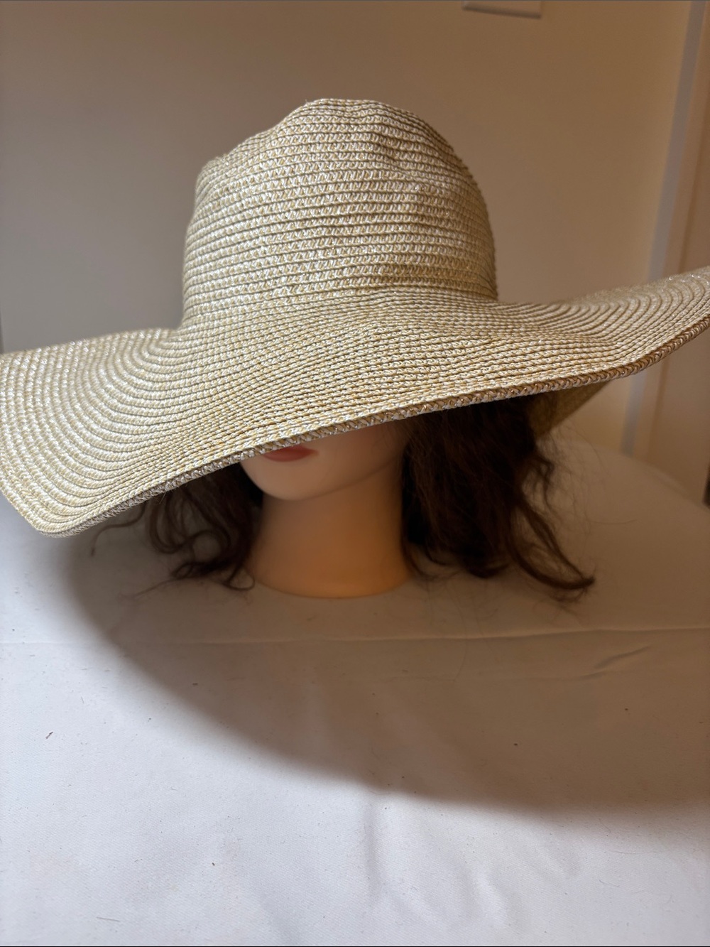 Magid Hats Tan and Silver Paper Straw Floppy Wide Brim Hat One Size